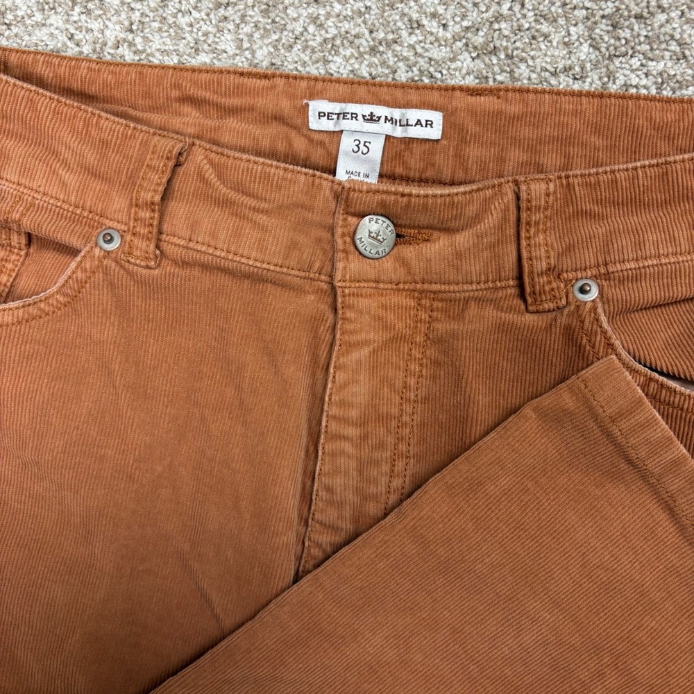 Peter Millar Corduroy Pants Mens 35x30 5-Pocket Rust Brown Classic Fit Straight